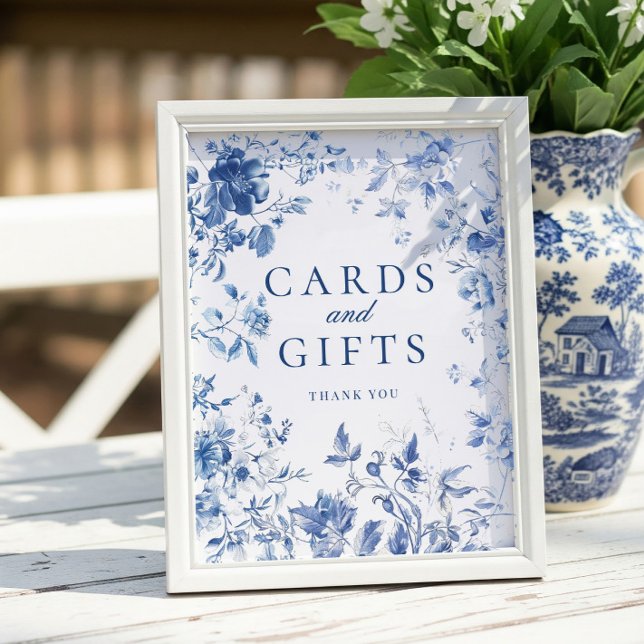 Elegant Blue Toile Chinoiserie Cards & Gifts Sign (Creator Uploaded)