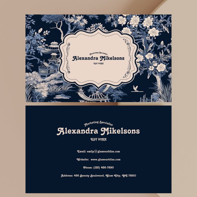 Elegant Blue Toile De Jouy  Business Card (Creator Uploaded)