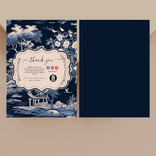 Elegant Blue Toile De Jouy  Thank You Card