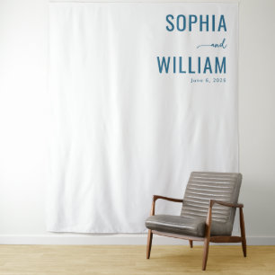 Elegant Blue Typographic Tapestry