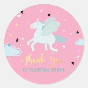 Elegant Blue Unicorn, Stars,Cloud Classic Round Sticker