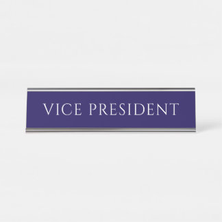 Elegant Blue Vice President Name Plate