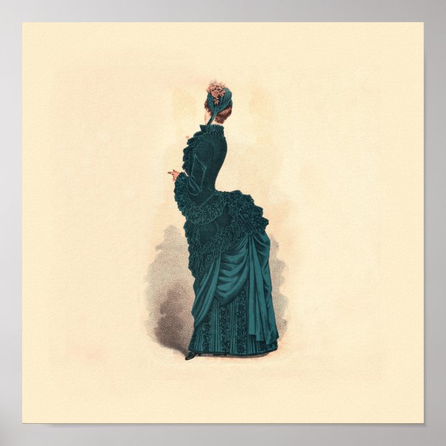 Elegant Blue Victorian Dress Fashion Poster (Front)
