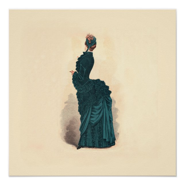 Elegant Blue Victorian Dress Fashion Poster (Front)