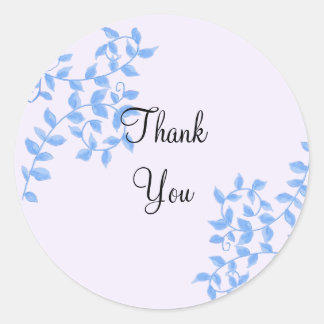 Elegant Blue Vines Thank You Classic Round Sticker