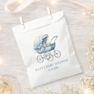 Elegant Blue Vintage Baby Carriage Baby Shower Favour Bag
