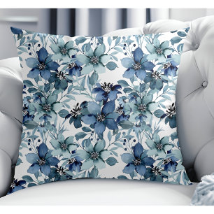 Elegant Blue Vintage Chintz Pattern Throw Pillow