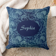 Elegant Blue Vintage Damask Pattern