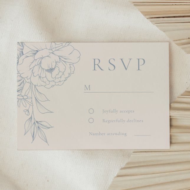 Elegant Blue Vintage Floral Wedding  RSVP Card (Creator Uploaded)