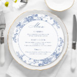 Elegant Blue Vintage Garden Flowers Wedding Dinner Menu<br><div class="desc">For further customization,  please click the "customize further" link and use our design tool to modify this template.</div>