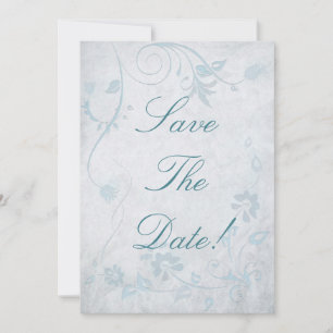 Elegant Blue Vintage Save The Date Wedding Invitation