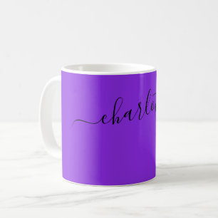 Elegant Blue Violet Colour Modern Name Personalize Coffee Mug