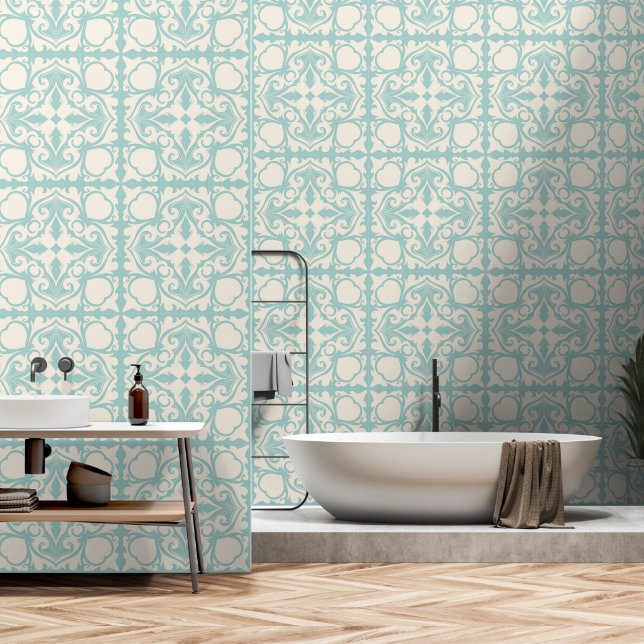 Elegant blue wallpaper (Bathroom)