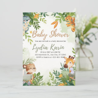 Elegant Blue Watercolor Baby Shower Invitation wit