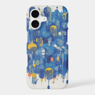 Elegant Blue Watercolor Drips Gold