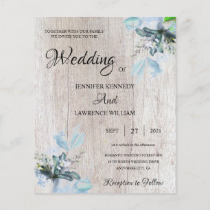 Elegant Blue Watercolor Floral bloom Photo Wedding