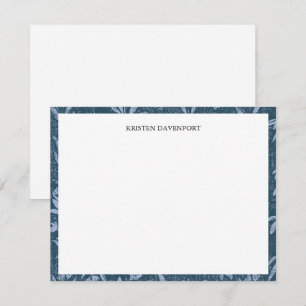 Elegant Blue Watercolor Floral Border Chic Flat Card