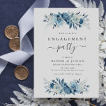 Elegant blue watercolor floral engagement party invitation<br><div class="desc">A blue and white wedding theme design with blue and white painted flowers. A perfect design for your summer,  spring and winter wedding. You can personalize the text and colour detail on this wedding invite template.</div>
