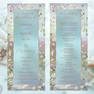 Elegant Blue Watercolor Floral Flat Program