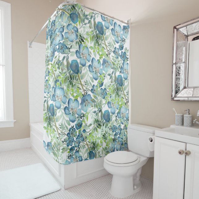 Elegant Blue Watercolor Floral Pattern (In Situ)