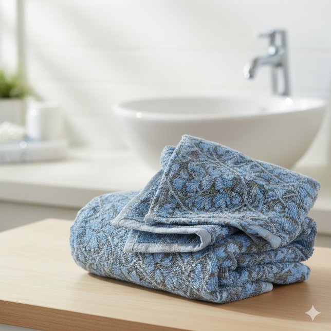 Elegant Blue Watercolor Floral Pattern Invitation Wash Cloth (Creator Uploaded)