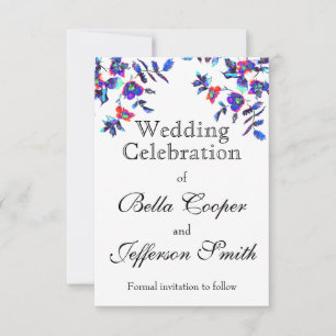 Elegant blue watercolor floral save the date