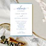 Elegant Blue Watercolor Frame Wedding Program<br><div class="desc">Elegant blue Wedding program featuring delicate blue watercolor border stripes framing your wedding program details. Ability to make text changes and adjustments by selecting customize further. Front with wedding ceremony details, back with wedding party names and thank you message for your guests. Elegant, simple and graceful feel. Part of our...</div>