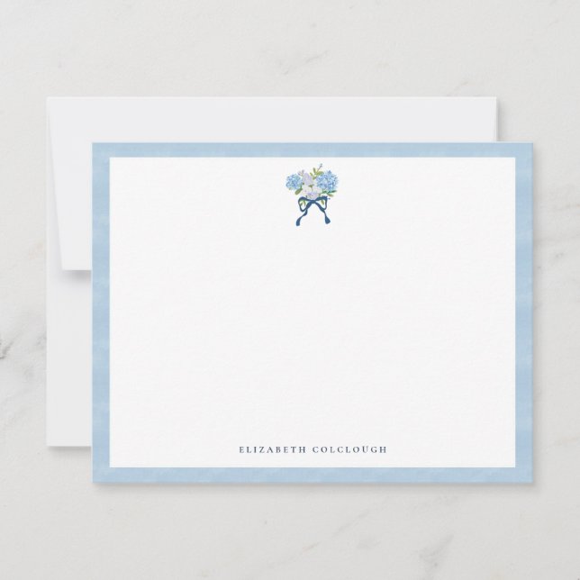 Elegant Blue Watercolor Hydrangea Floral Card (Front)