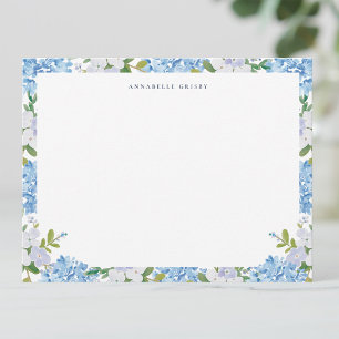 Elegant Blue Watercolor Hydrangea Personalized Card