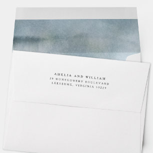 Elegant Blue Watercolor Return Address Envelope