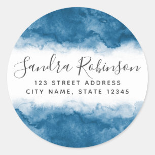 Elegant blue watercolor return address labels