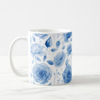 Elegant Blue Watercolor Roses Classic Mug 