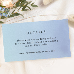 Elegant Blue Watercolor Wedding Website / Details Enclosure Card