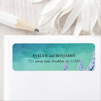 Elegant Blue Watercolor Winter Return Address