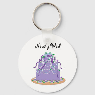 Elegant Blue Wedding Cake - Newly Wed Keychain