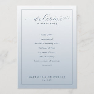 Elegant Blue Wedding Ceremony Program