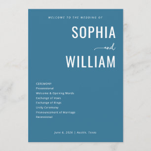 Elegant Blue Wedding Ceremony Program