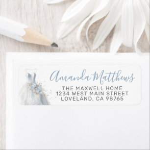 Elegant Blue Wedding Dress Return Address