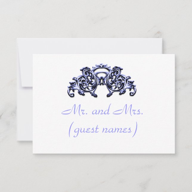 ELEGANT blue WEDDING ESCORT CARD (Front)