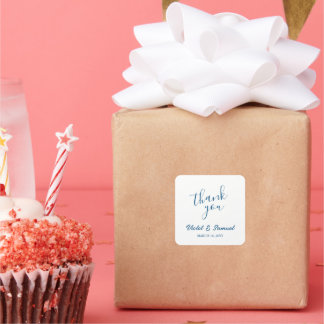 Elegant Blue Wedding Favour Thank You Sticker