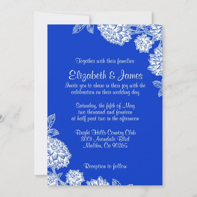 Elegant Blue Wedding Invitations (Front)