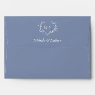 Elegant Blue Wedding Monogram Envelope