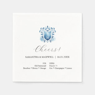 Elegant Blue Wedding Monogram Napkins