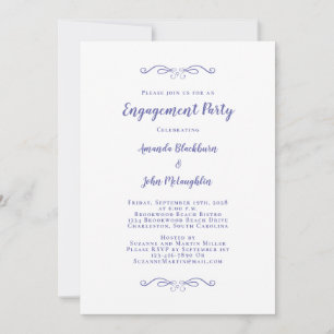 Elegant Blue Wedding Party Engagement Periwinkle Invitation