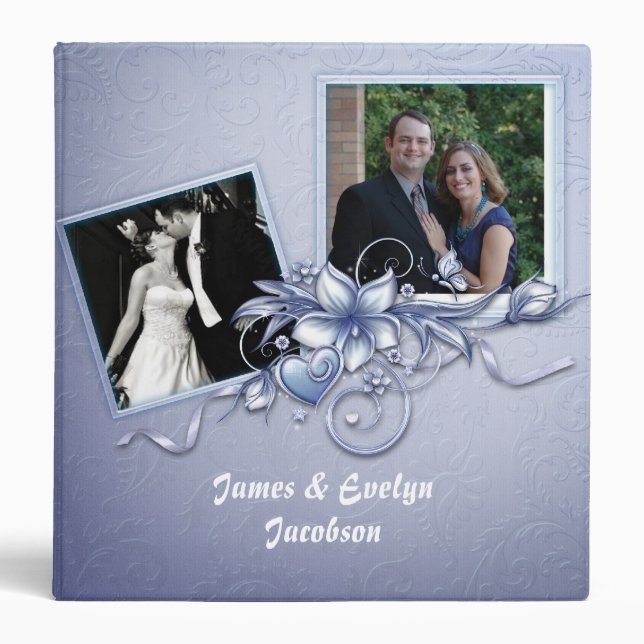 Elegant Blue Wedding Scrapbook Binder (Front)