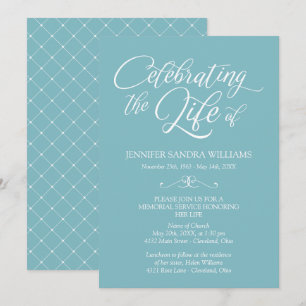 Elegant Blue & White Celebration of Life Invitation