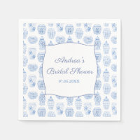 Elegant Blue White China Ginger Jar Bridal Shower