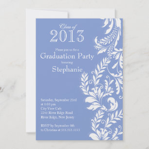 Elegant Blue White Class of 2013 Graduation Party Invitation