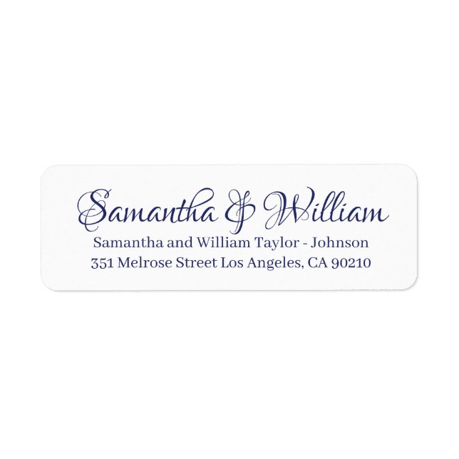 Elegant blue white custom script names wedding (Front)