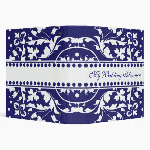 Elegant Blue & White Damask Avery Binder